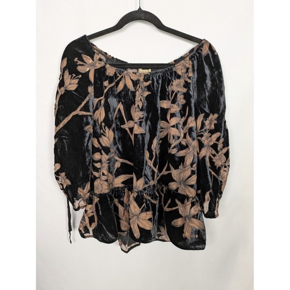 Democracy Women's Top Size M‎ Burnout Velvet Boho Flowy Whimsigoth Festival - Picture 1 of 7